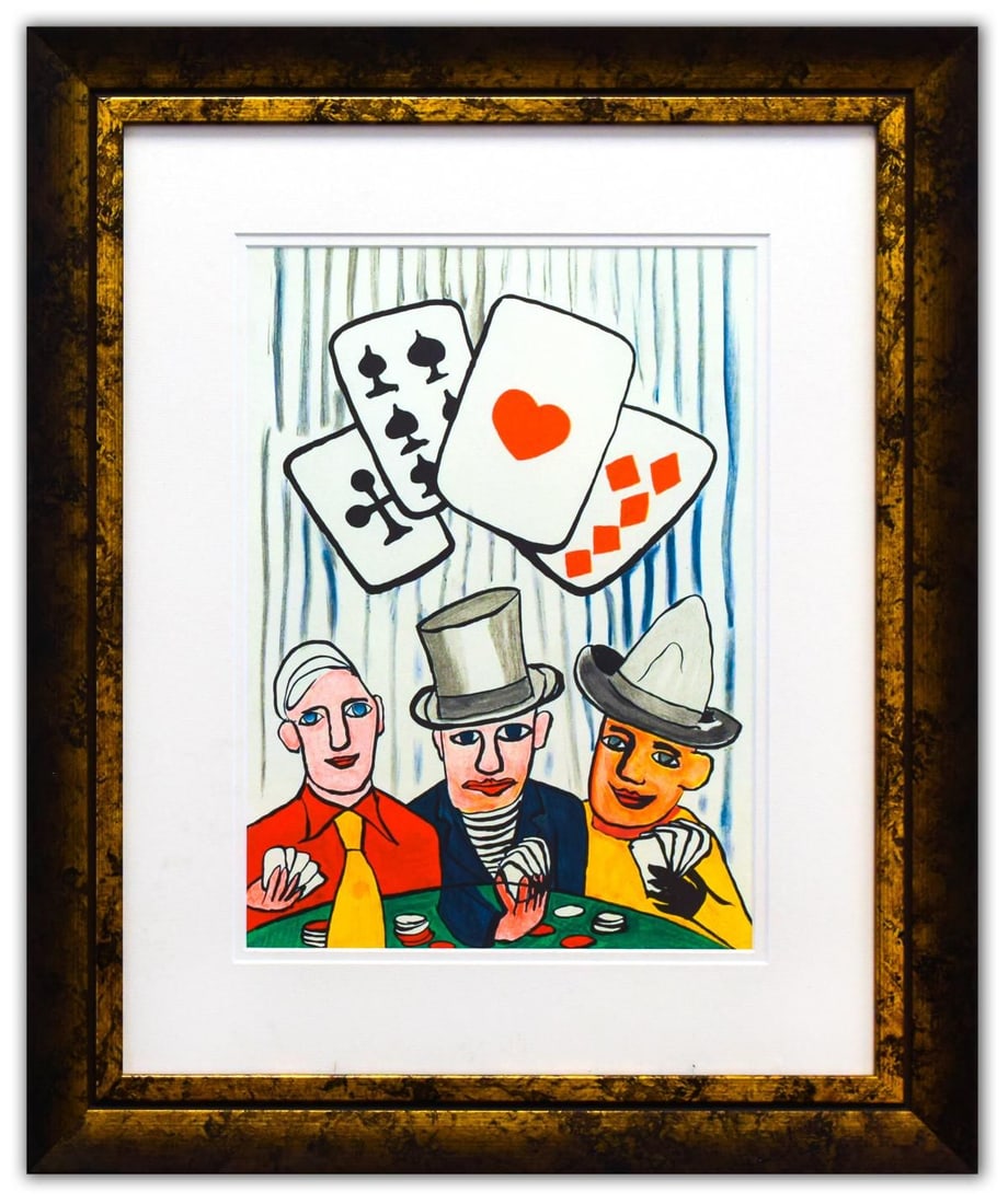Alexander Calder- Lithograph "DLM212 - Joueurs de cartes I": Artist: Alexander Calder. Medium: Lithograph. Title: DLM212 - Joueurs de cartes I. Size: 15" x 11". Measures approx. 25" x 20" (framed). Certificate of Authenticity: Is included. Additional: Year : 19