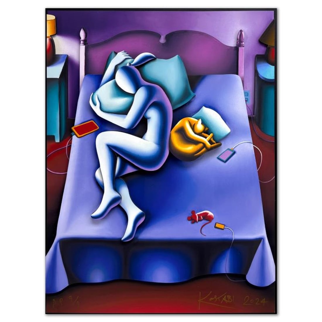 Mark Kostabi, "Bedtime Stories" Limited Edition 3D Serigraph on Board, AP Numbered 9/9 and Hand (1 of 2)