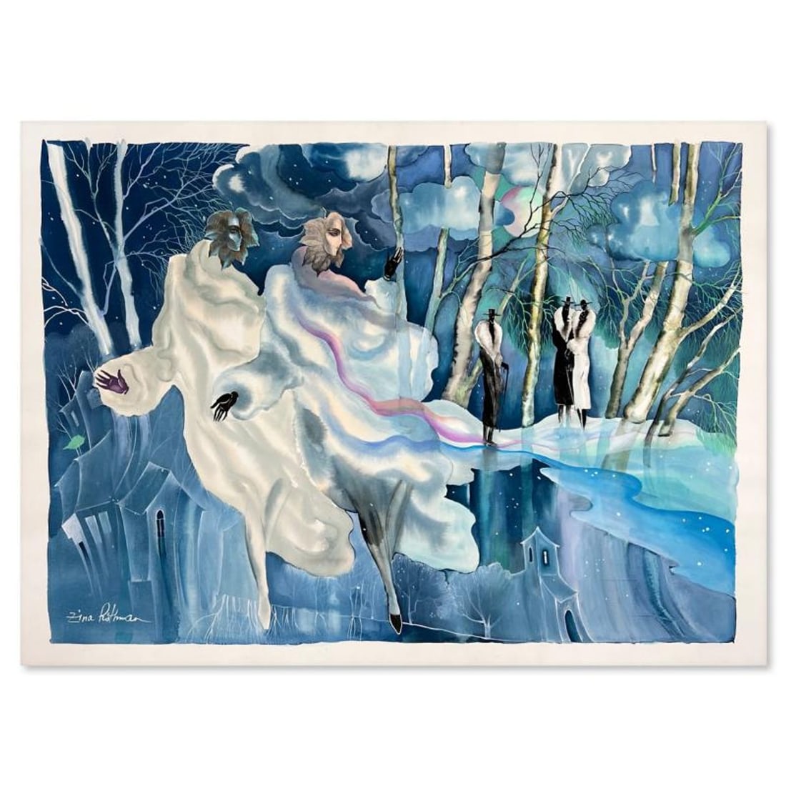 Zina Roitman, Hand Signed Original Painting with Letter of Authenticity.: This is an untitled original painting on paper by Zina Roitman. The piece is hand signed and comes with a letter of authenticity. Measures approximately 27" x 37.5".
