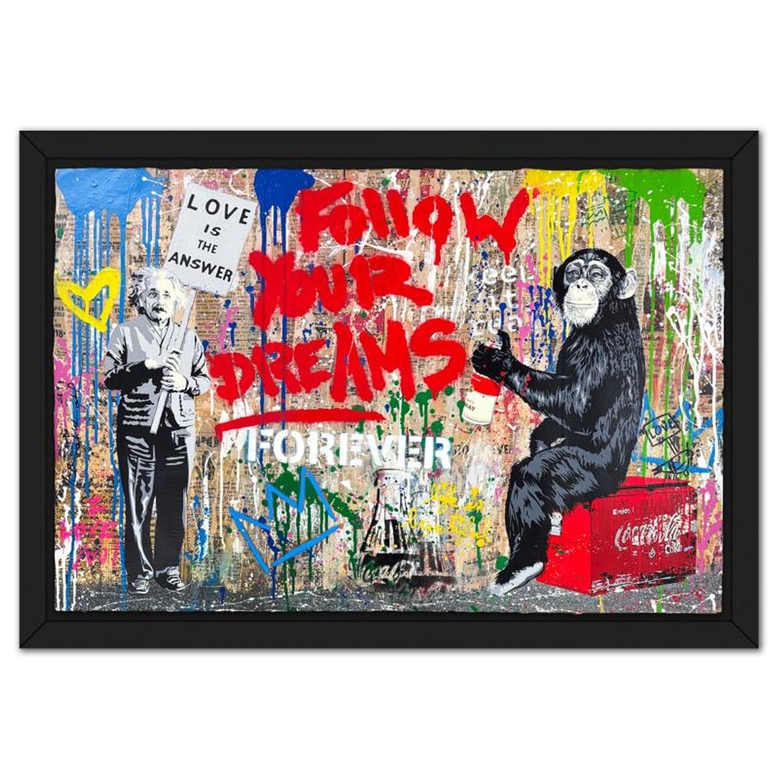 Mr Brainwash, '"Pop Wall" Framed Mixed Media Original, Hand Signed with Certificate of Authenticity. (1 of 4)