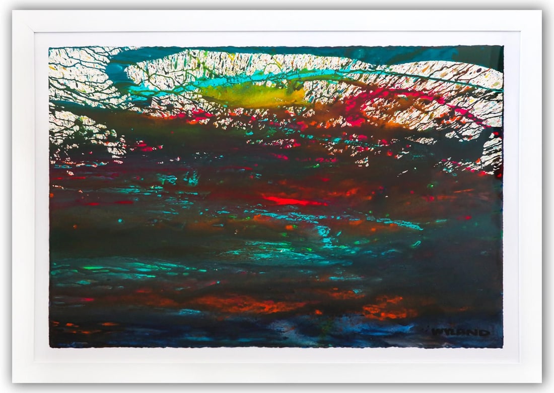 Wyland- Original Watercolor Painting on Deckle Edge Paper "Abstract": Artist: Wyland. Medium: Original Watercolor Painting on Deckle Edge Paper. Title: Abstract. Size: 26" x 40". Measures approx. 33" x 47" (framed). Signature: Hand Signed by the artist. Certificate of A
