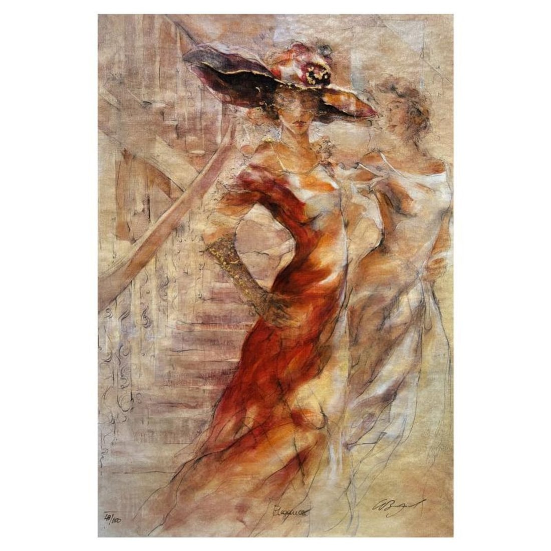 Gary Benfield, "Elegance" Limited Edition Serigraph on Canvas, Numbered 48/150 and Hand Signed with: Elegance is a limited edition serigraph on canvas by Gary Benfield, numbered 48/150 and hand signed by the artist. Includes Certificate of Authenticity. Measures approx. 24.5" x 17" (image).