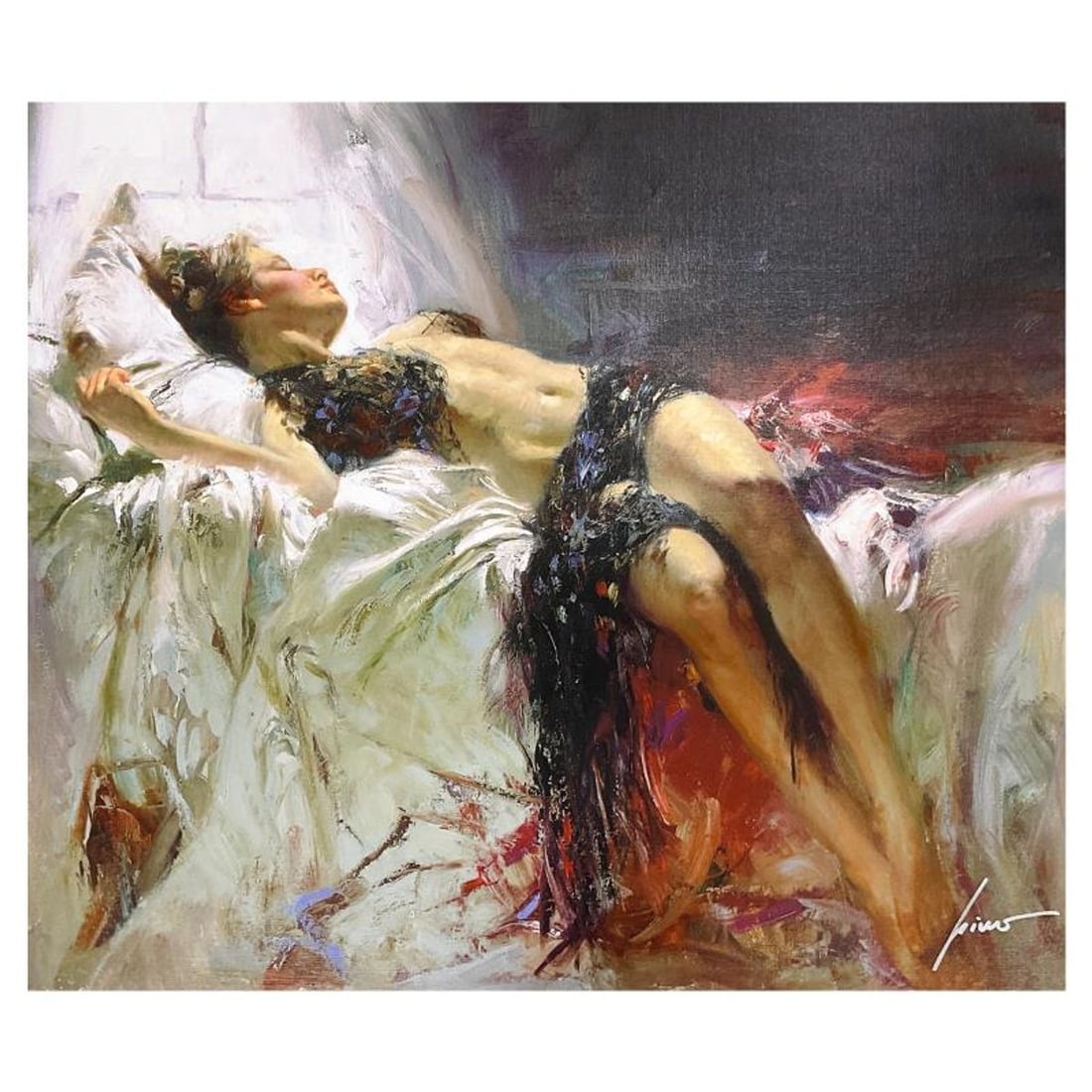 Pino (1939-2010) "Morning Dreams" Limited Edition on Canvas, Numbered and Hand Signed with: Morning Dreams is a limited edition giclee on canvas by Pino (1939-2010), numbered and hand signed by the artist. Includes Certificate of Authenticity. Measures approx. 26" x 30" (image). Reference#: 