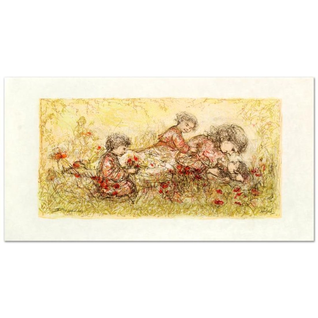 Natures Caress Limited Edition Lithograph by Edna Hibel (1917-2014), Numbered and Hand Signed with (1 of 1)