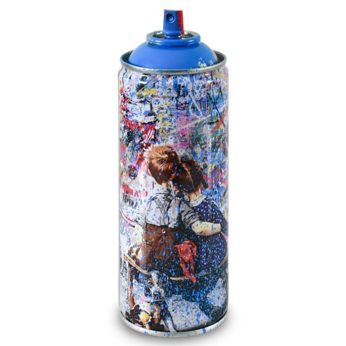 Mr. Brainwash- Mixed Media "Work Well Together": Artist: Mr. Brainwash. Medium: Mixed Media. Title: Work Well Together. Size: 7.5" x 2.5".