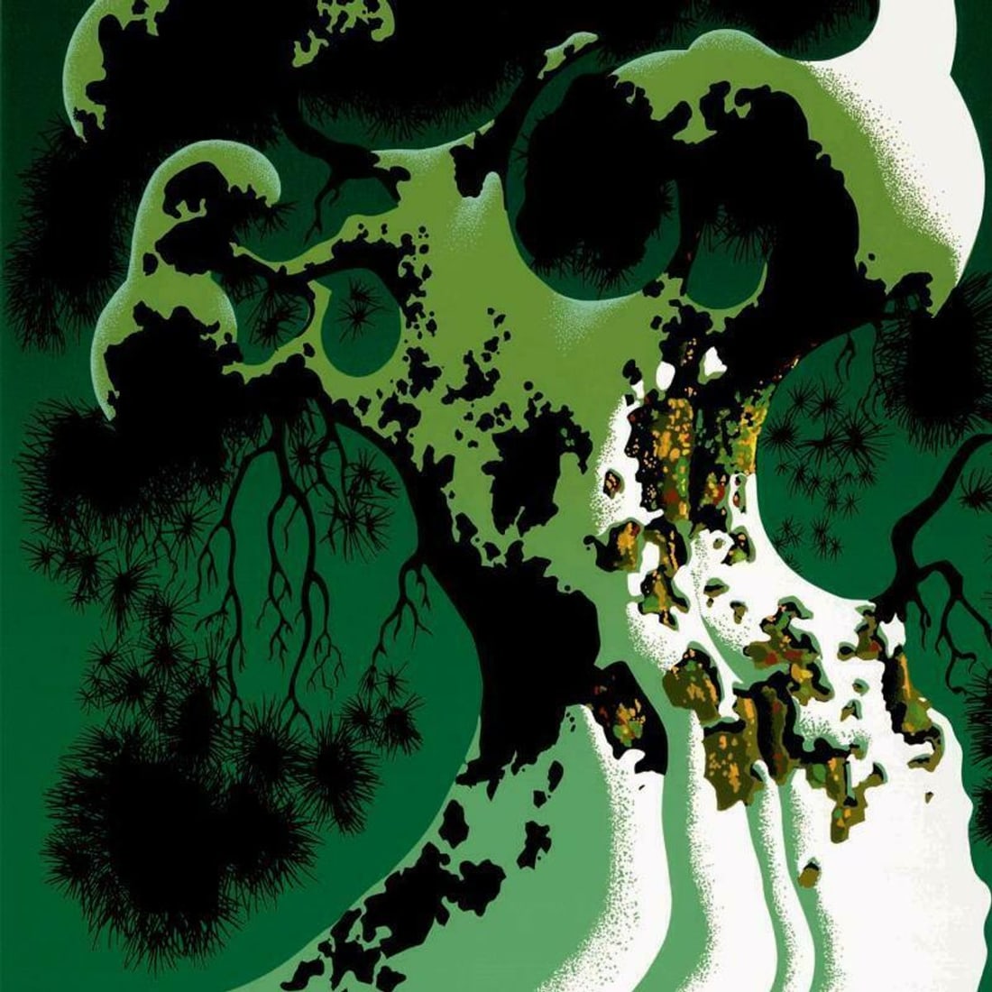Eyvind Earle (1916-2000), "Snow Covered Bonsai" Limited Edition Serigraph on Paper; Numbered & Hand - 2