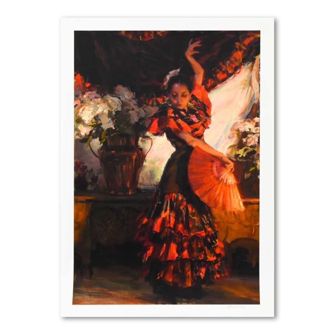 Dan Gerhartz, "Viva Flamenco" Limited Edition, Numbered and Hand Signed with Letter of Authenticity.: Viva Flamenco is a limited edition giclee on paper by Dan Gerhartz, numbered and hand signed by the artist. Includes Letter of Authenticity. Measures approx. 28.5" x 40" (border), 24" x 36" (image). R