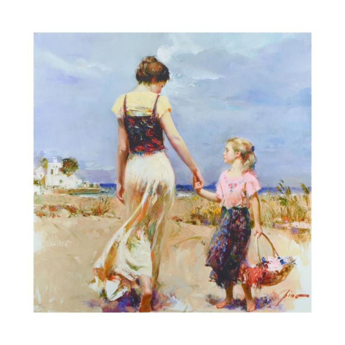 Pino (1939-2010)- Hand Embellished Giclee on Canvas "Let's Go Home": Artist: Pino (1939-2010). Medium: Hand Embellished Giclee on Canvas. Title: Let's Go Home. Size: 30" x 30". Signature: Hand Signed and Numbered by the artist. Certificate of Authenticity: From the pub