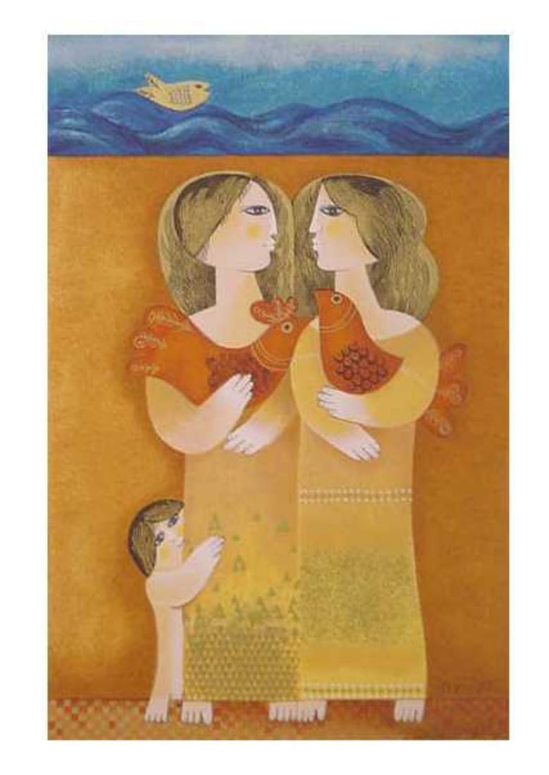 Samy Briss- Original Serigraph "Papotages": Artist: Samy Briss. Medium: Original Serigraph. Title: Papotages. Size: 17.5" x 11.5". Signature: Hand Signed by the Artist. Certificate of Authenticity: From the publisher. Reference#: 21213.