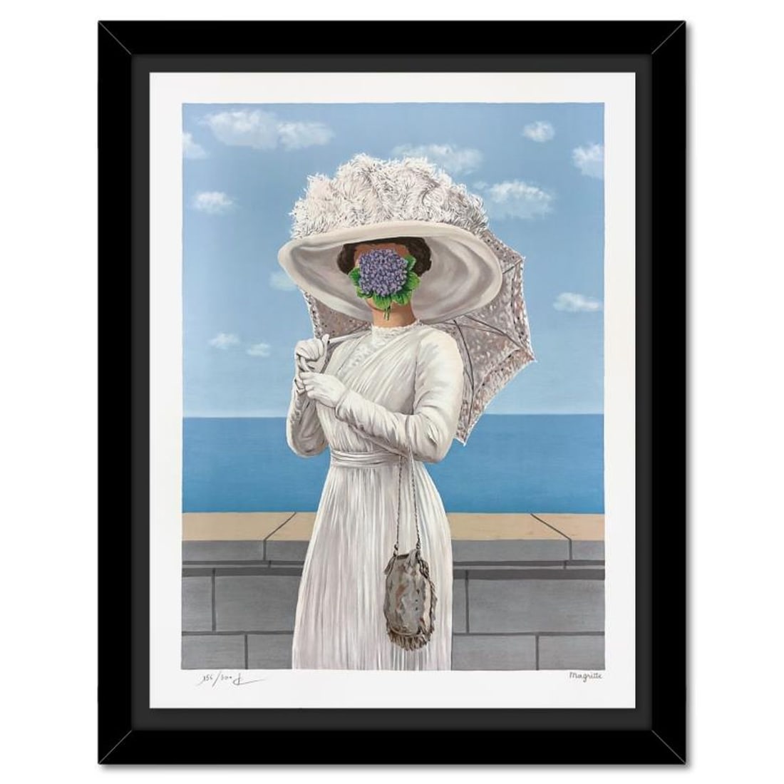 Rene Magritte 1898-1967 (After), "La Grande Guerre" Framed Limited Edition Lithograph, Estate Signed: La Grande Guerre is a limited edition lithograph by Rene Magritte (1898-1967). This piece is numbered 156/300 and bears the dry stamps of the Magritte Foundation & ADAGP (Society of Authors in the Gra