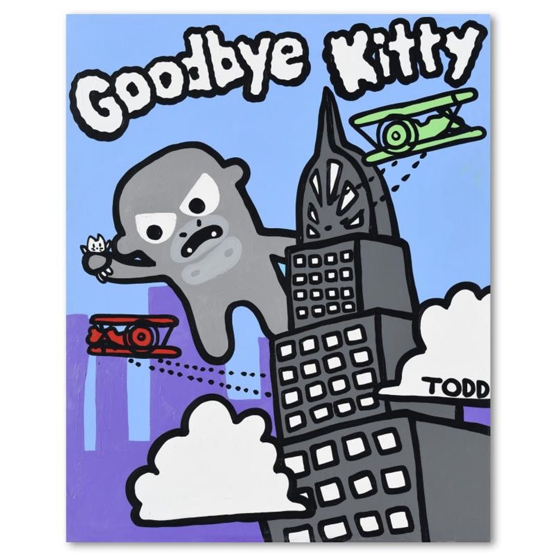 Todd Goldman, "Goodbye Kitty" Original Acrylic Painting on Gallery Wrapped Canvas (48" x 60"), Hand (1 of 2)