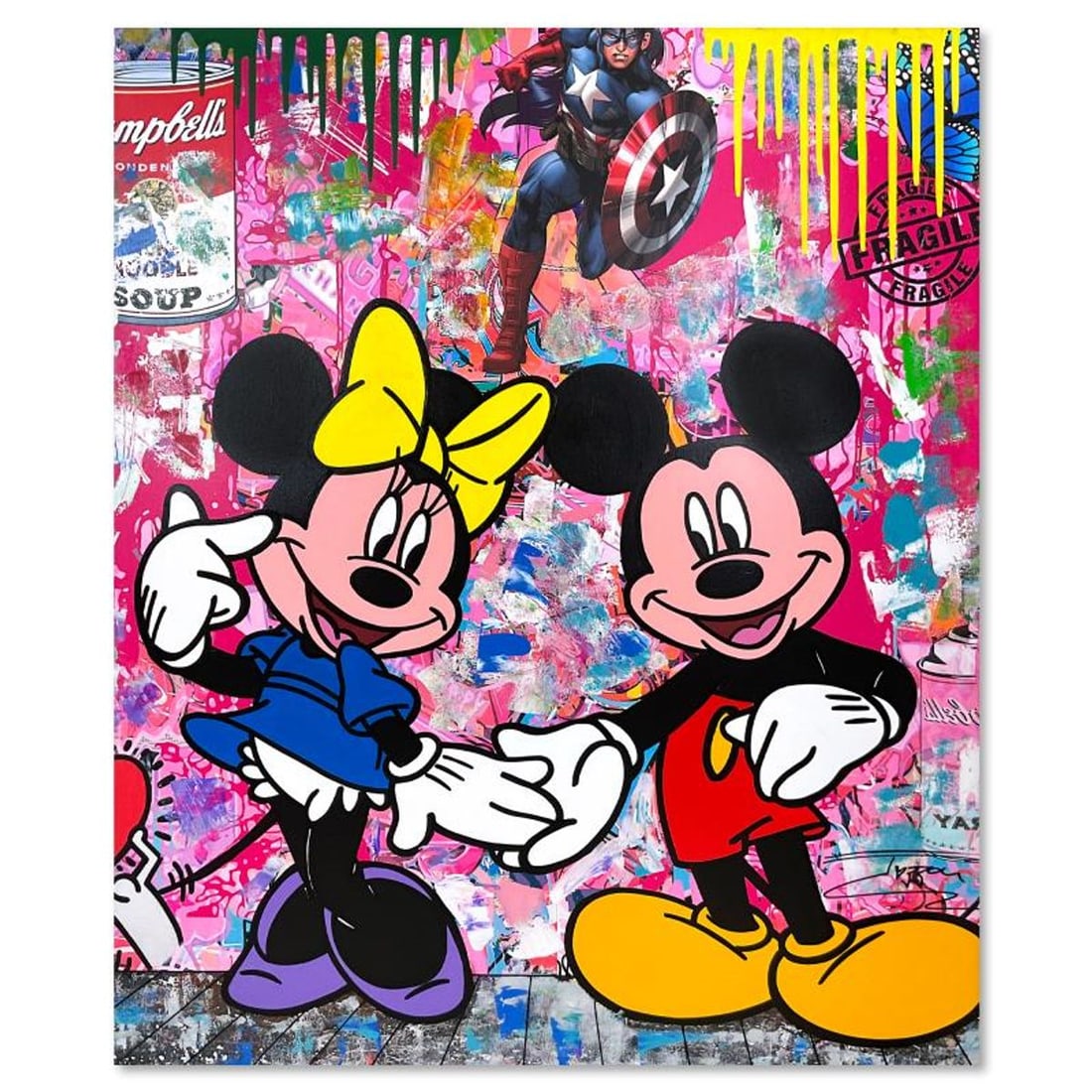 Jozza, "Ther New Friend" Unique Mixed Media on Canvas, Hand Signed with Letter of Authenticity.: Ther New Friend is a unique mixed media acrylic on gallery wrapped canvas by Jozza. Hand Signed by the artist and titled in verso, the piece comes with a letter of authenticity. Measures approximately