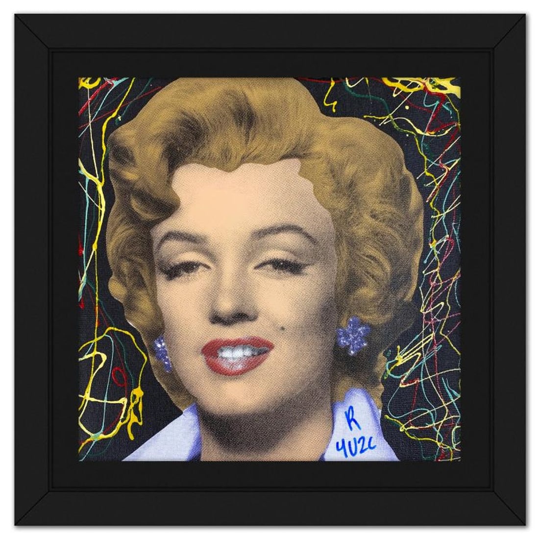 Ringo Daniel Funes, "Marilyn Classic" Framed One-of-a-Kind Mixed Media on Canvas, Hand Signed with: Marilyn Classic is a one-of-a-kind hand-pulled mixed media silkscreen on canvas by Ringo (Daniel Funes) - protege of Andy Warhol's apprentice, Steve Kaufman.This piece is hand signed by the artist. Th
