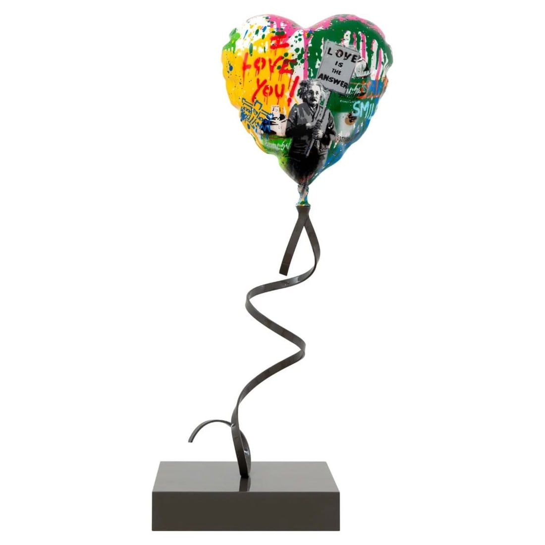 Mr. Brainwash- Stencil and Mixed Media on Fiberglass Sculpture with Steel Base "Flying Balloon (1 of 2)