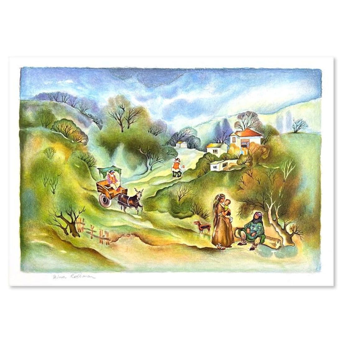 Zina Roitman, Limited Edition Serigraph, Hand Signed and Numbered, Letter of Authenticity.: This is a limited edition serigraph on paper by Zina Roitman. The piece comes hand signed by the artist, numbered, and with a letter of authenticity. Measures approximately 11.5" x 17". Reference#: