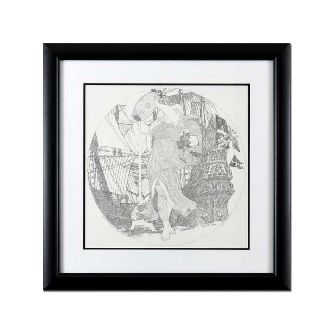 Guillaume Azoulay, "Preliminary Sketch for Aquarius" Framed Original Drawing, Hand Signed with: Preliminary Sketch for Aquarius is an original drawing on paper by Guillaume Azoulay, hand signed by the artist. This piece was used for a master for a limited edition. This piece comes custom framed.