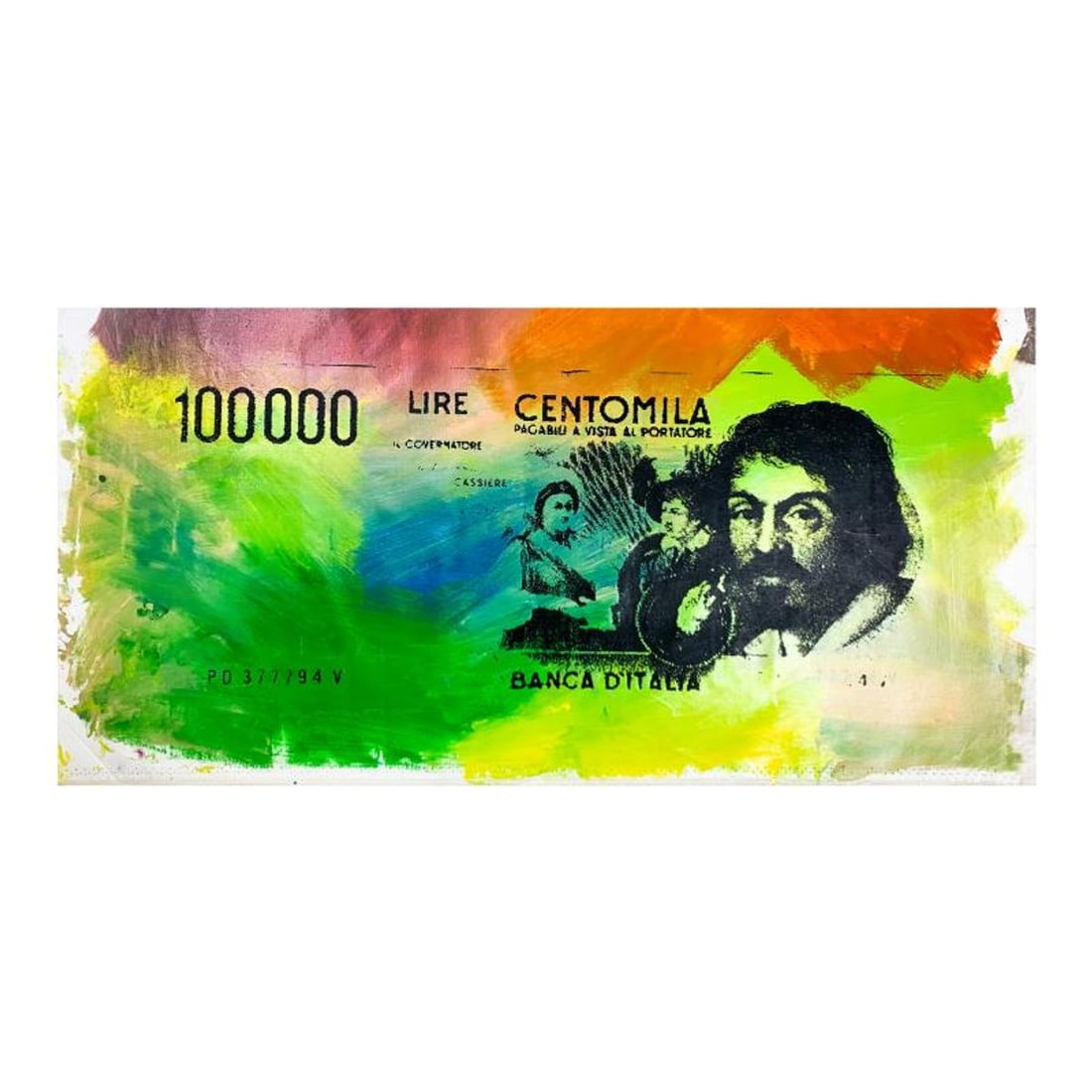 Steve Kaufman (1960-2010), "Old Italan Lire Centomila" Hand Signed and Numbered Limited Edition Hand (1 of 2)