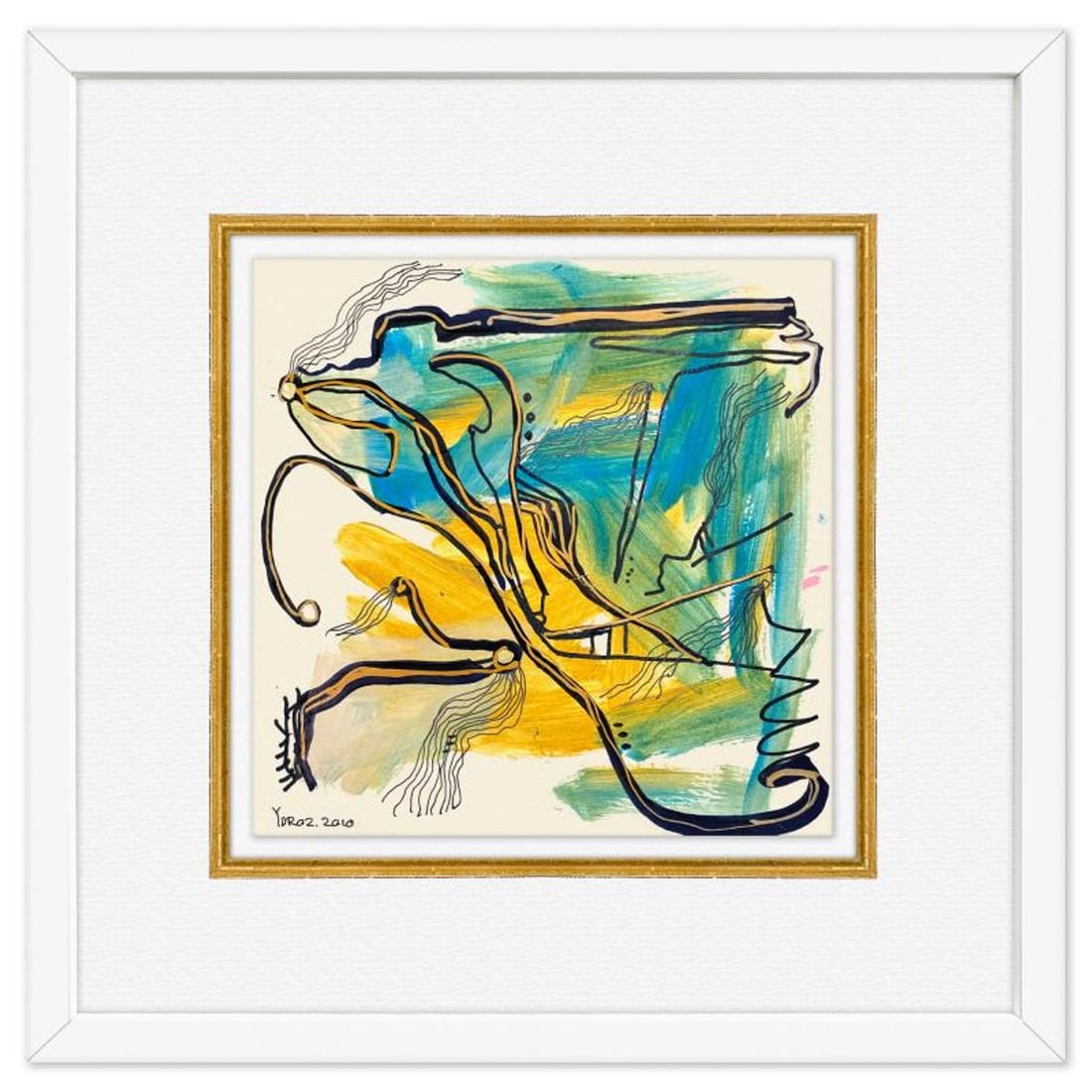 Yuroz, Framed Original Painting, Hand Signed with Letter of Authenticity.: This is an original painting on paper by Yuroz, hand signed by the artist. This piece comes custom framed on linen. Includes Letter of Authenticity. Measures approx. 18" x 18" (frame), 10" x 10"