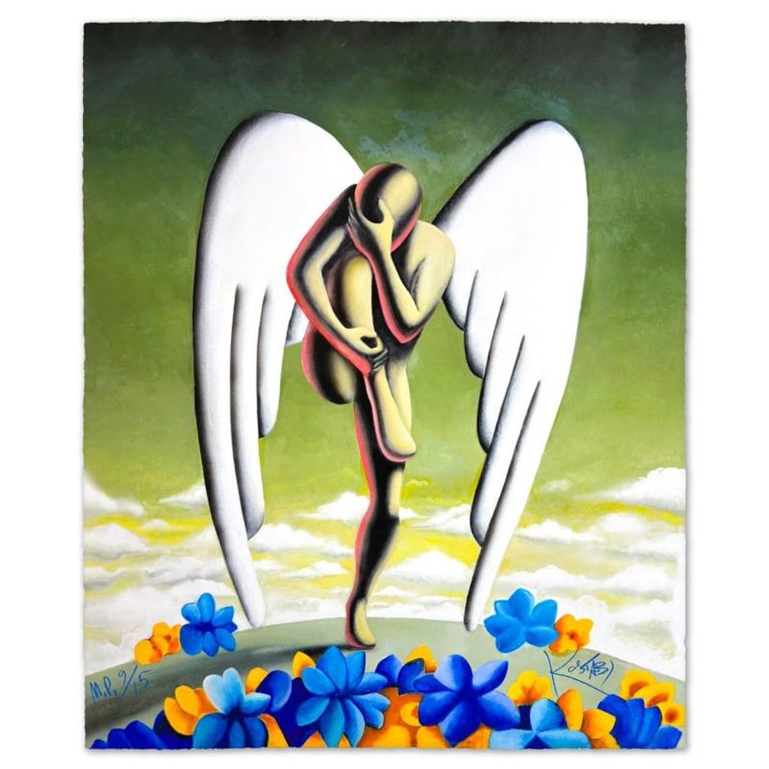 Mark Kostabi, "Beyond Belief" Limited Edition, MP Numbered 9/15 and Hand Signed with Letter of: Beyond Belief is a limited edition giclee on paper by Mark Kostabi, MP numbered 9/15 and hand signed by the artist. Includes Letter of Authenticity. Measures approx. 24" x 19.5" (image).