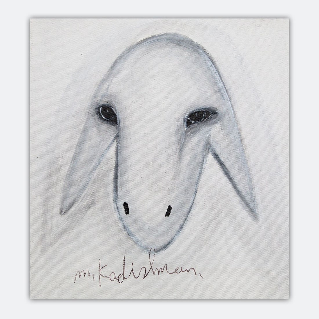 Menashe Kadishman- Original Acrylic on Canvas "Untitled": Artist: Menashe Kadishman. Medium: Original Acrylic on Canvas. Title: Untitled. Size: 13" x 12". Signature: Hand Signed by the artist. Certificate of Authenticity: Is included. Additional: Stretched a