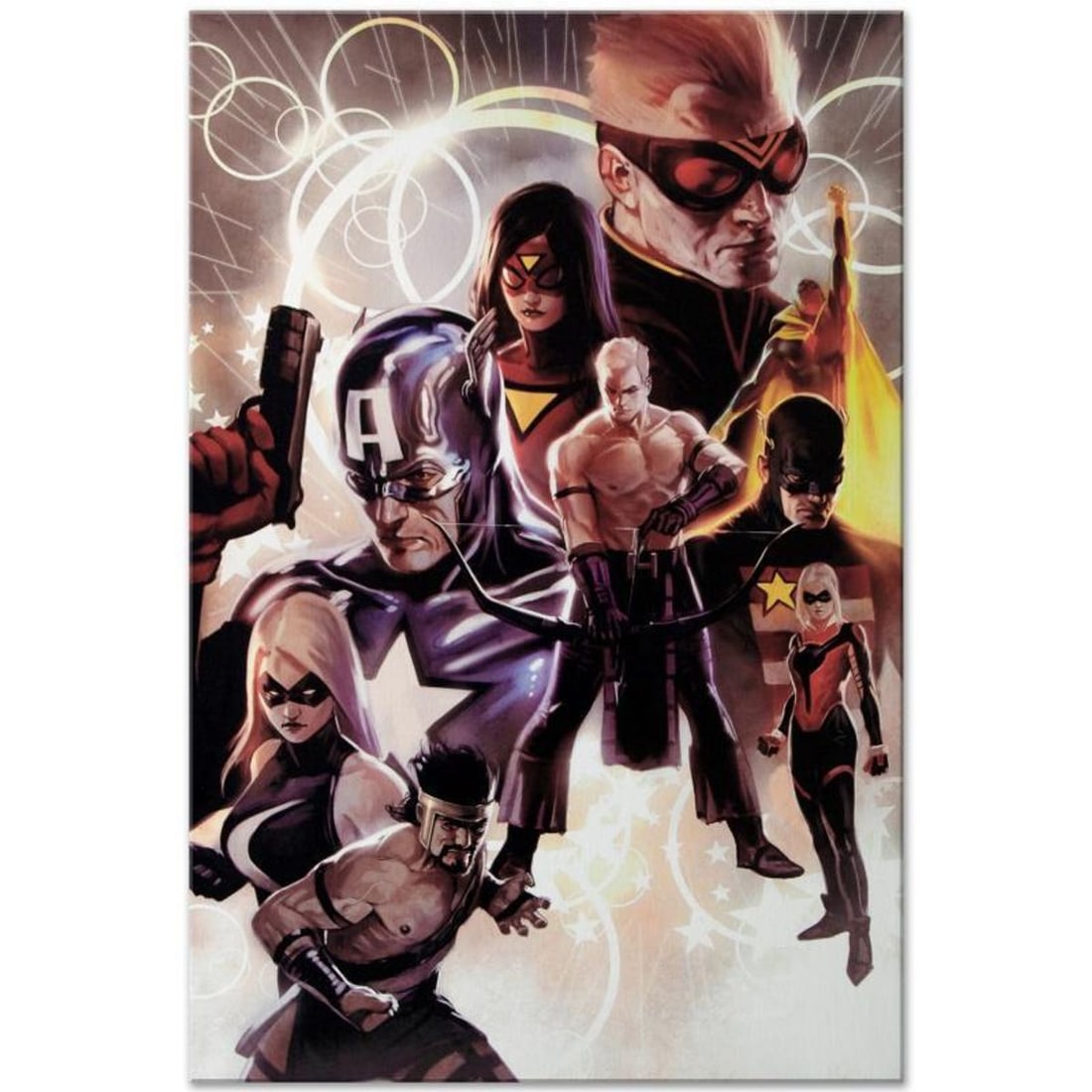 Marvel Comics "The Mighty Avengers #30" Extremely Numbered Limited Edition Giclee on Canvas by Marko: A piece of comic book history, this limited edition, from original art by Marko Djurdjevic, depicts a scene from the classic Avengers series. Marko Djurdjevic was discovered by Marvel after posting a