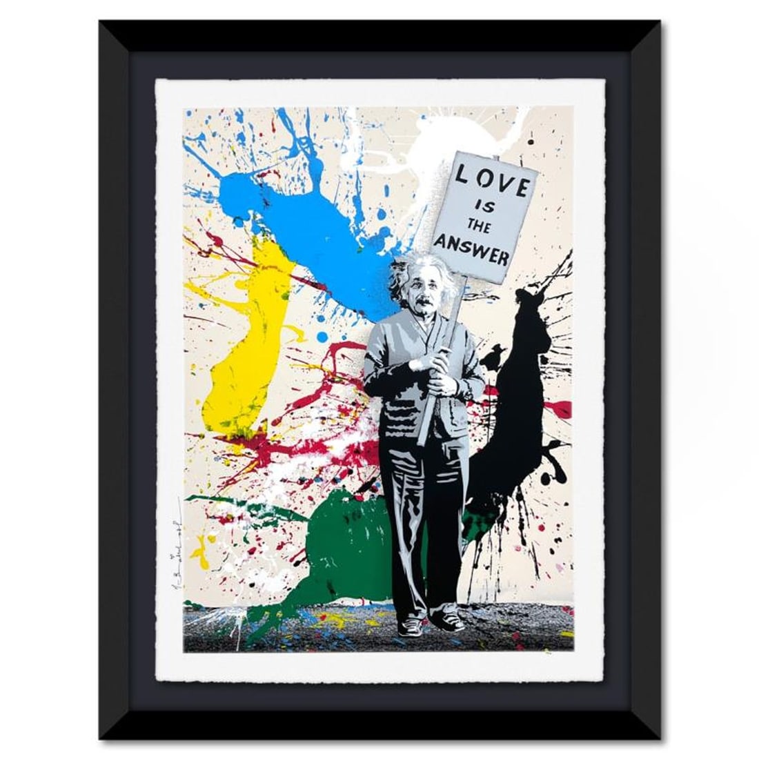 Mr. Brainwash, "M=BW2 Splash" Framed Limited Edition Silk Screen, Numbered and Hand Signed with: M=BW2 Splash is a limited edition silk screen on paper by Mr Brainwash. The piece is numbered, hand signed and thumb-printed by the artist. The piece comes custom framed and with a Certificate of