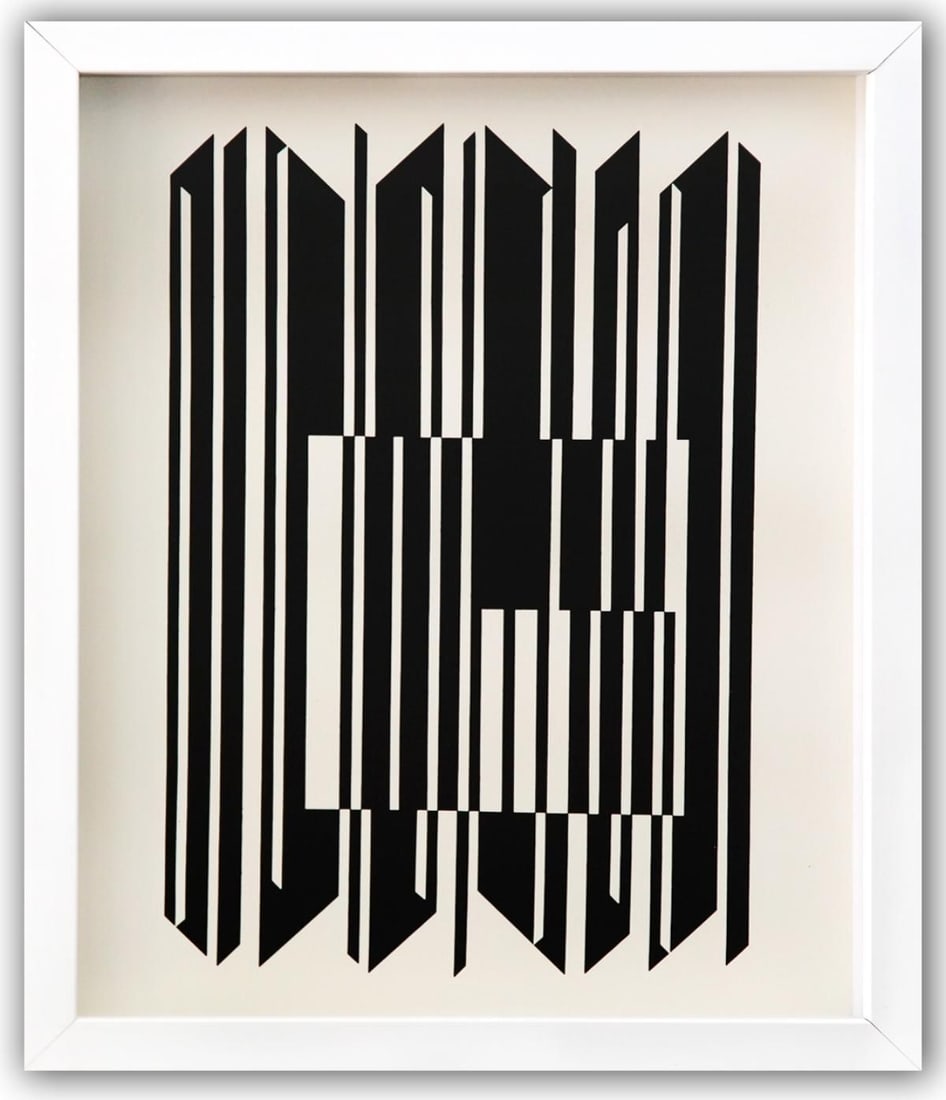 Victor Vasarely- Heliogravure Print "Untitled": Artist: Victor Vasarely. Medium: Heliogravure Print. Title: Untitled. Size: 13" x 10". Measures approx. 15" x 12" (framed). Additional: Custom Framed. Reference#: 21524.