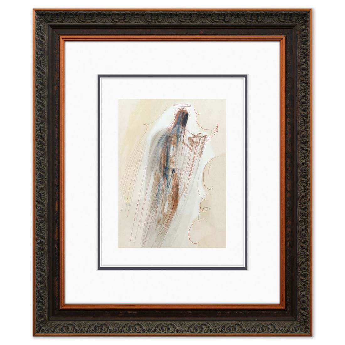 Salvador Dali- Original Color Woodcut on B.F.K. Rives Paper "Paradise 29": Artist: Salvador Dali. Medium: Original Color Woodcut on B.F.K. Rives Paper. Title: Paradise 29. Size: 13" x 10". Measures approx. 21" x 18" (framed). Certificate of Authenticity: Is included.
