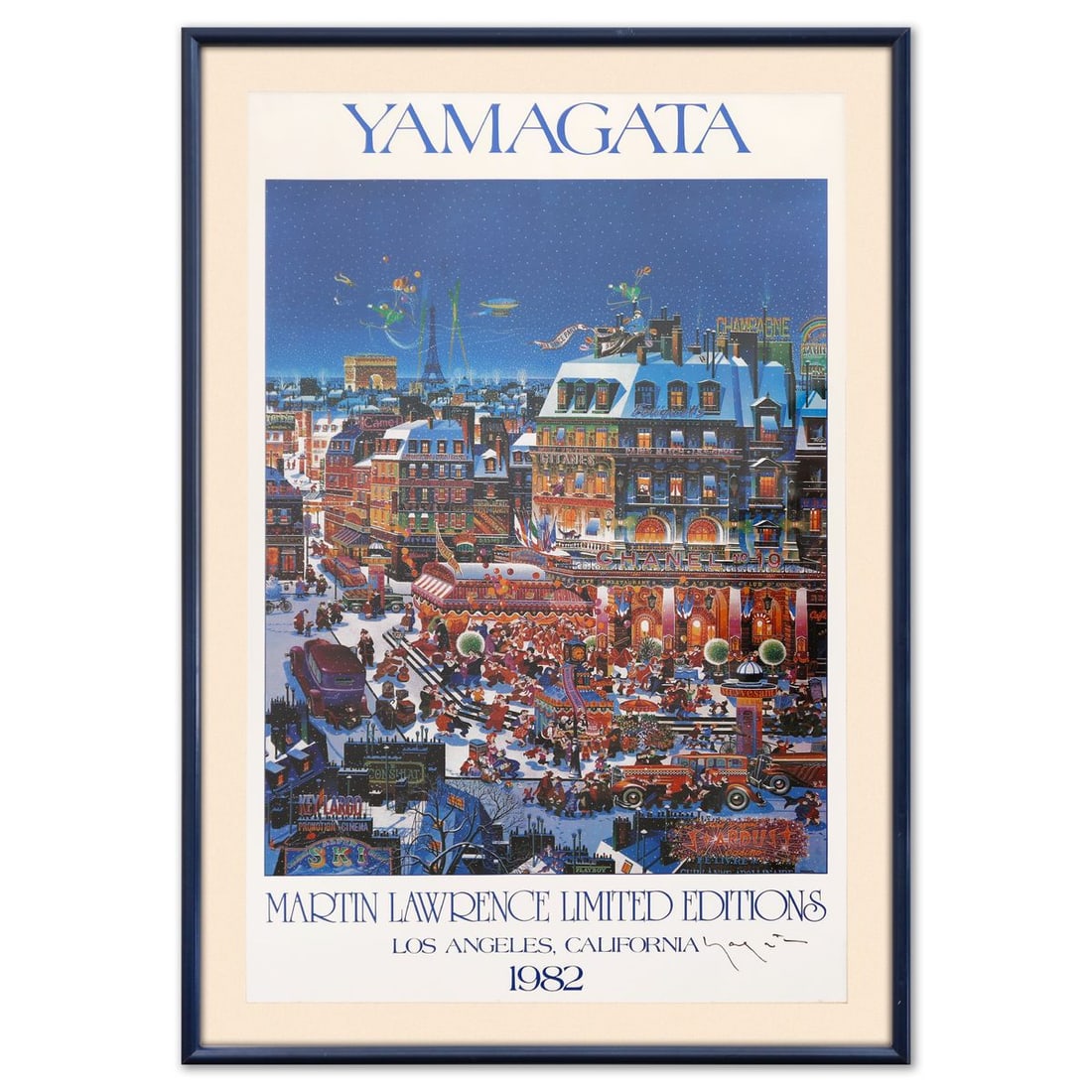 Hito Yamagata- Offset Lithograph "Los Angeles California": Artist: Hito Yamagata. Medium: Offset Lithograph. Title: Los Angeles California. Size: 36" x 23". Measures approx. 41" x 28" (framed). Signature: Hand Signed. Reference#: 26376.