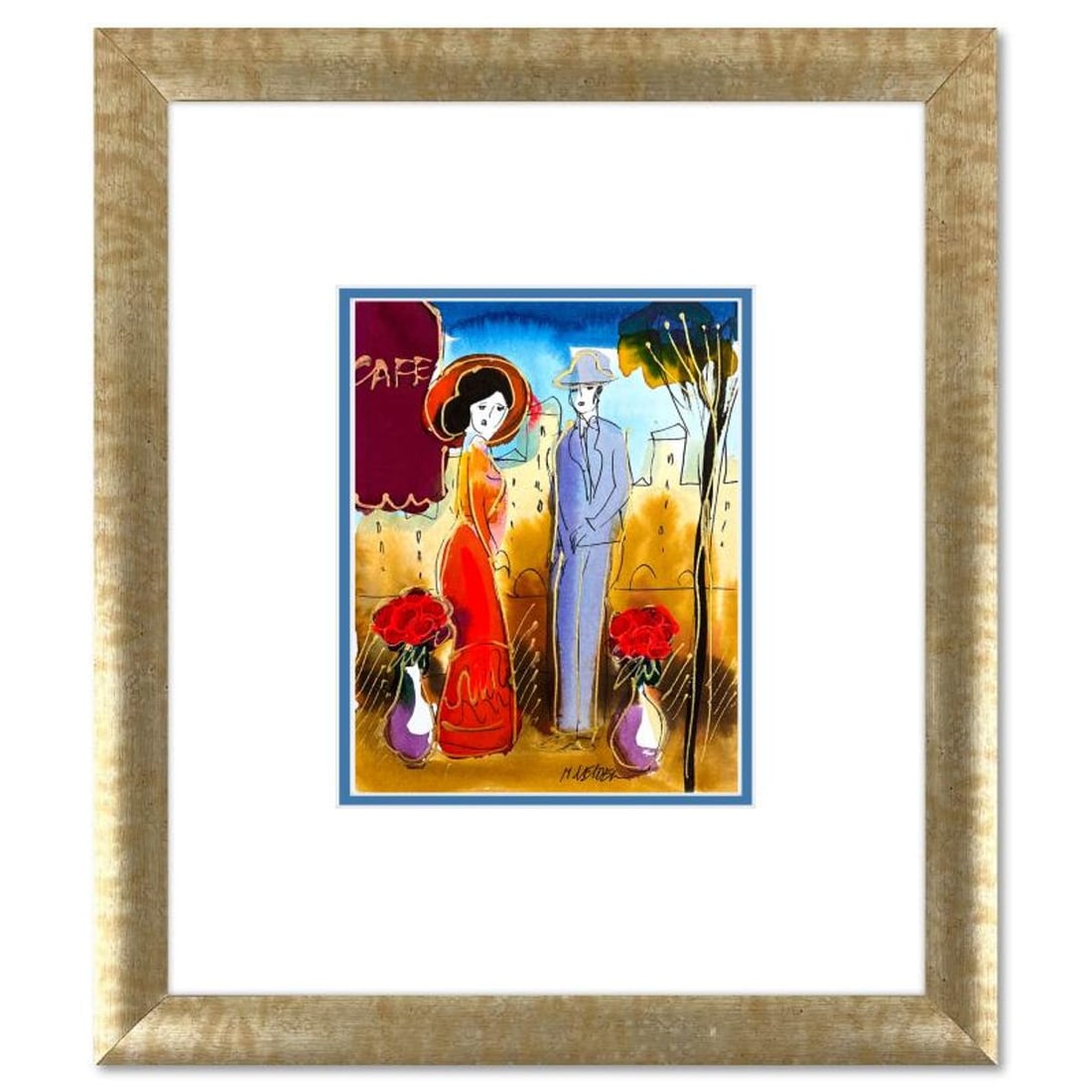 Moshe Leider, Framed Original Mixed Media Watercolor Painting, Hand Signed with Letter of (1 of 2)