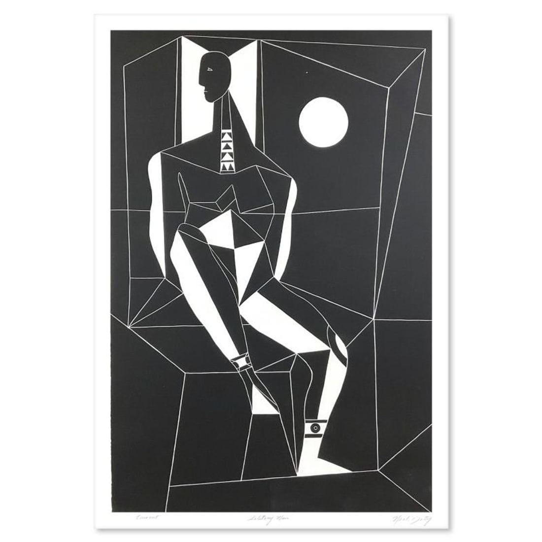 Neal Doty (1941-2016), "Solitary Man" Limited Edition Linocut, Numbered and Hand Signed with Letter: Solitary Man is a limited edition linocut on paper by Neal Doty (1941-2016), numbered and hand signed by the artist. Includes Letter of Authenticity. Measures approx. 29.5" x 40" (border), 23.5" x 35"