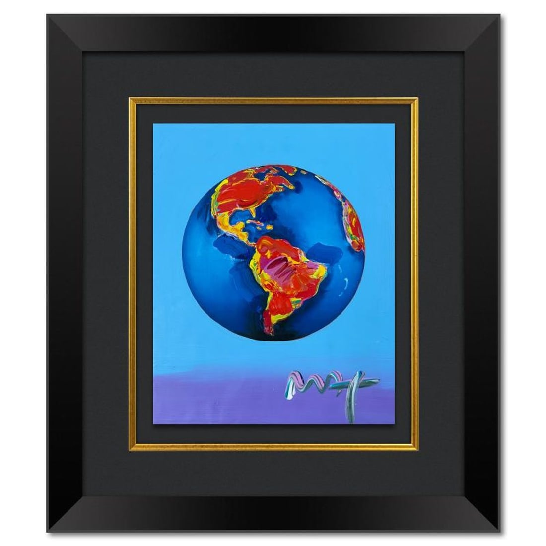 Peter Max, "Clinton Foundation" Framed One-of-a-Kind Acrylic Mixed Media, Hand Signed with (1 of 3)