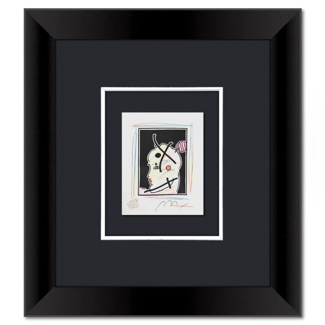 Peter Max, Framed One-of-a-Kind Mixed Media, Hand Signed with Registration Number Certifying: This is a one-of-a-kind mixed media on paper, hand signed by Peter Max. The piece comes custom framed with a backside cutout to display Peter Max Studio registration number 370602 certifying authentic