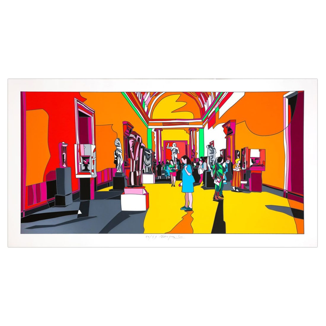 Ugo Nespolo- SIlkscreen on Paper "New York Met": Artist: Ugo Nespolo. Medium: SIlkscreen on Paper. Title: New York Met. Size: 21" x 41". Signature: Hand Signed and numbered. Certificate of Authenticity: Is included. Additional: Edition number might 