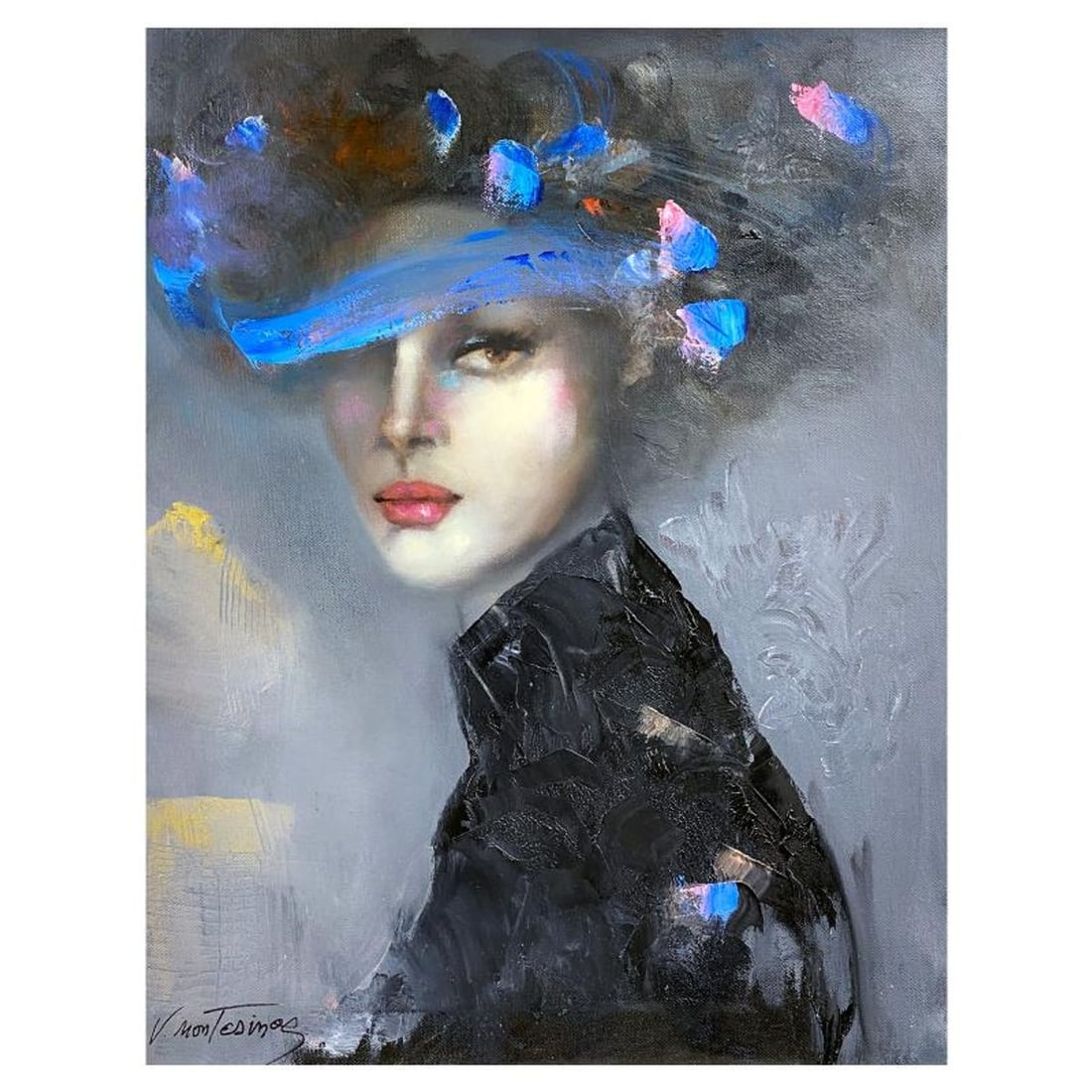 Victoria Montesinos, Original Oil Painting on Canvas, Hand Signed with Letter of Authenticity.: This is an original oil painting on canvas by Victoria Montesinos, hand signed by the artist. Includes Letter of Authenticity. Measures approx. 19.5" x 16" (image).