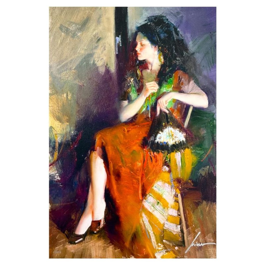 #1 in Edition - Pino (1939-2010), "Spanish Beauty" Limited Edition on Canvas, HC Numbered 1/10 and: Spanish Beauty is a limited edition giclee on canvas by Pino (1939-2010), HC numbered 1/10 and hand signed by the artist. Includes Certificate of Authenticity. Measures approx. 24" x 16" (image).