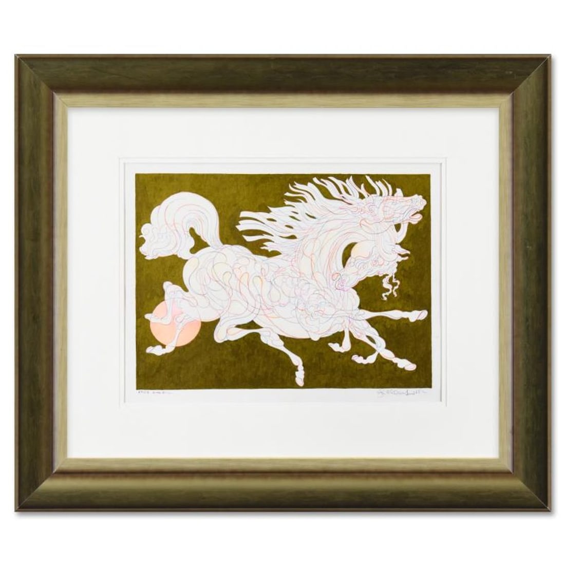 Guillaume Azoulay, "Etude ZIMN" Framed Original Hand Colored Drawing with Hand Laid Gold Leaf, Hand: Etude ZIMN is an original hand colored drawing on paper with hand laid gold leaf by Guillaume Azoulay, hand signed by the artist. This piece comes custom framed. Includes Letter of Authenticity. Measu