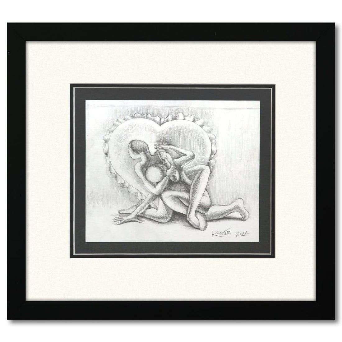 Mark Kostabi- Original Drawing on Paper "Squeeze Play" (1 of 3)