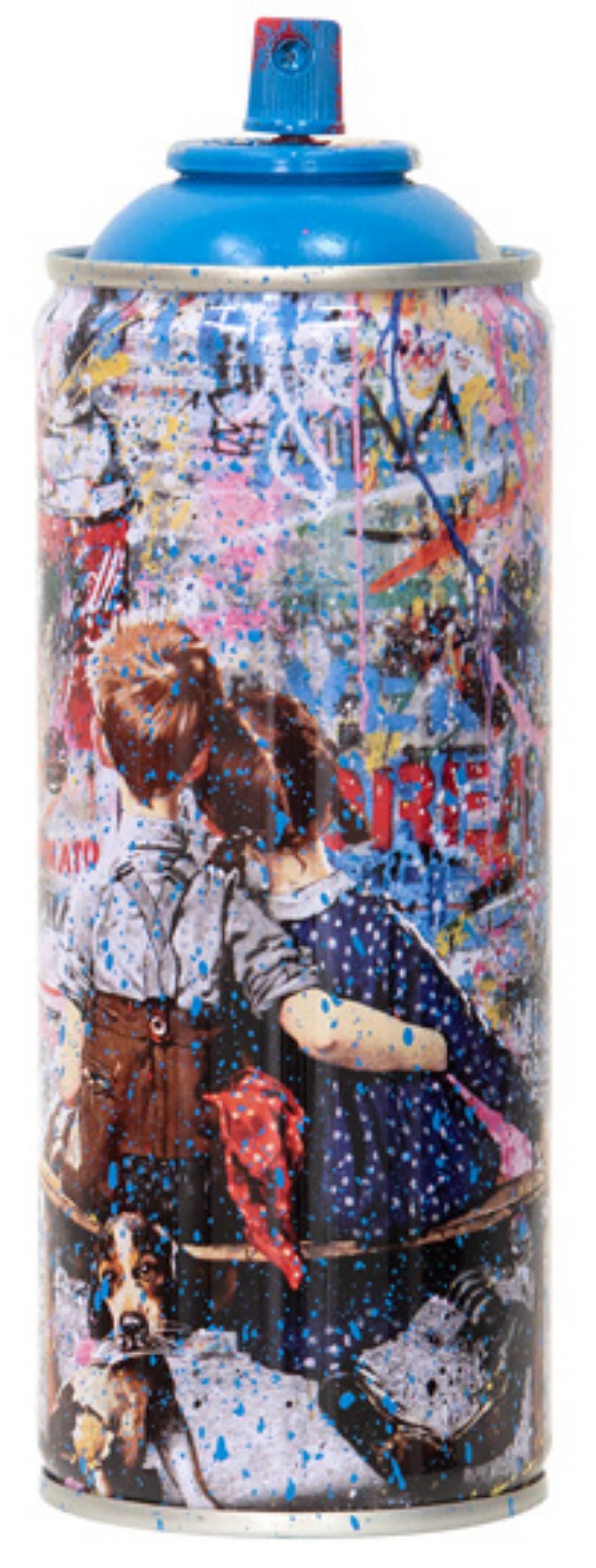 Mr. Brainwash- SPRAY CAN "WORK WELL TOGETHER, 2020": Artist: Mr. Brainwash. Medium: SPRAY CAN. Title: WORK WELL TOGETHER, 2020. Size: 7.5" x 2.5". Signature: Numbered and dated. Additional: Cans Include Case. Reference#: 14467.