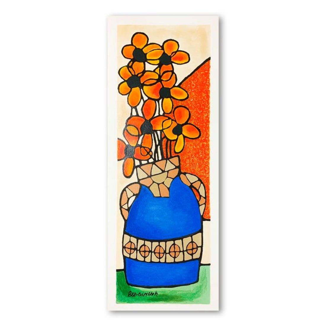 Ben Simhon, "Blue Vase II" Hand Signed Limited Edition Serigraph on Paper with Letter of (1 of 2)