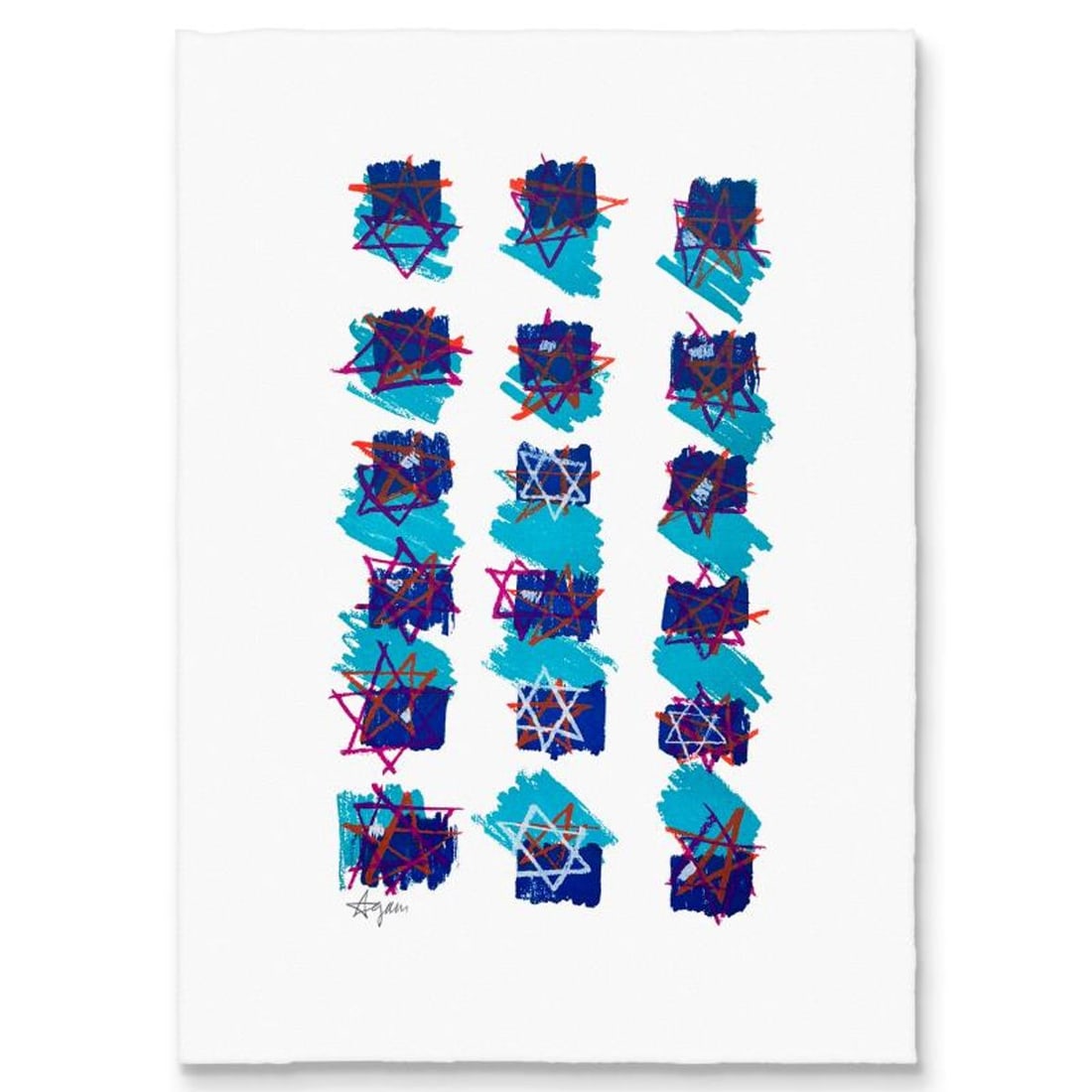 Yaacov Agam, "Peace Stars" Limited Edition Lithograph, Numbered and Hand Signed with Certificate of: Peace Stars is a limited edition lithograph on paper by Yaacov Agam, numbered and hand signed by the artist. Includes Certificate of Authenticity. Measures approx. 27" x 19" (border), 20" x 11" (image