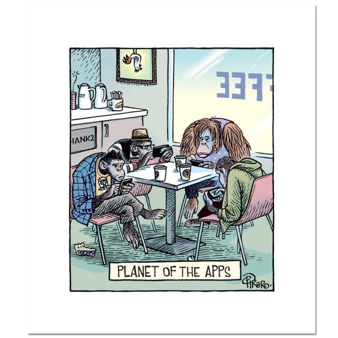 Bizarro, "Planet Of Apps" Numbered Limited Edition Hand Signed by Creator Dan Piraro; Letter of: Planet Of Apps is a limited edition giclee on paper by Dan Piraro, creator of the critically acclaimed and award winning comic strip, Bizarro, numbered and hand signed by the artist. Includes Letter o