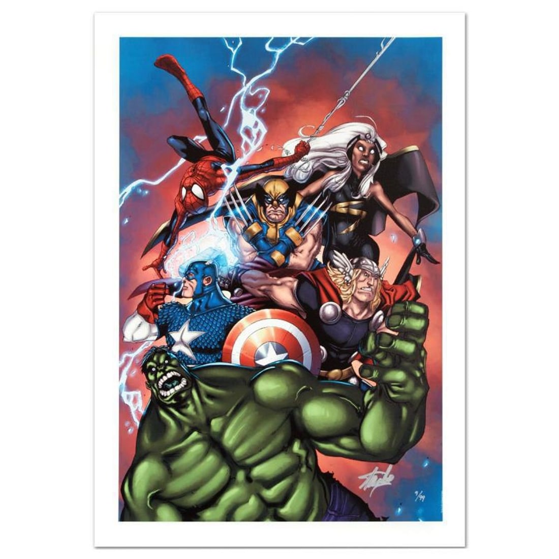 Stan Lee Signed, Marvel Comics Limited Edition Canvas 1/99 "Marvel Adventures: The Avengers #36": Marvel Adventures: The Avengers #36 is a limited edition giclee on canvas with art by Ig Guara". Officially licensed by Marvel, this piece is numbered 1/99 and hand signed by creative legend Stan Lee 