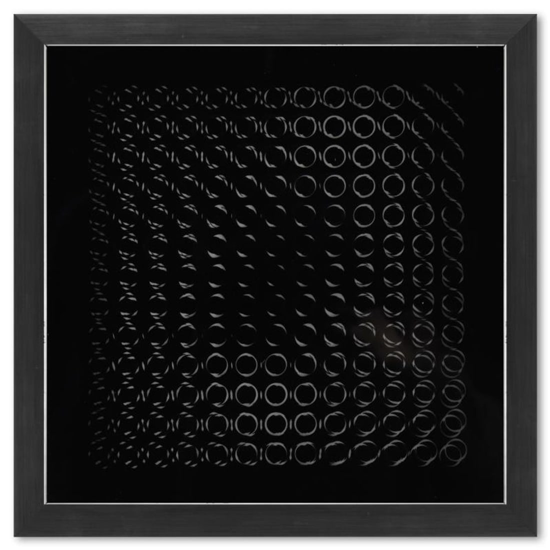 Victor Vasarely (1908-1997), "Trois Dimensions Optique de la serie Cinetiques" Framed 1973: Trois Dimensions Optique de la serie Cinetiques is a dimensional artwork, published in 1973, by Victor Vasarely (1908-1997). This piece comes custom framed, with a letter of authenticity and with a 19