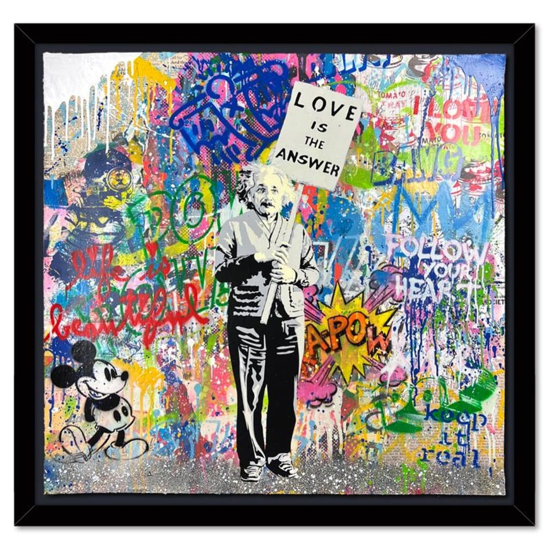 Mr. Brainwash, "Einstein" Framed Mixed Media Original, Hand Signed with Certificate of Authenticity. (1 of 3)