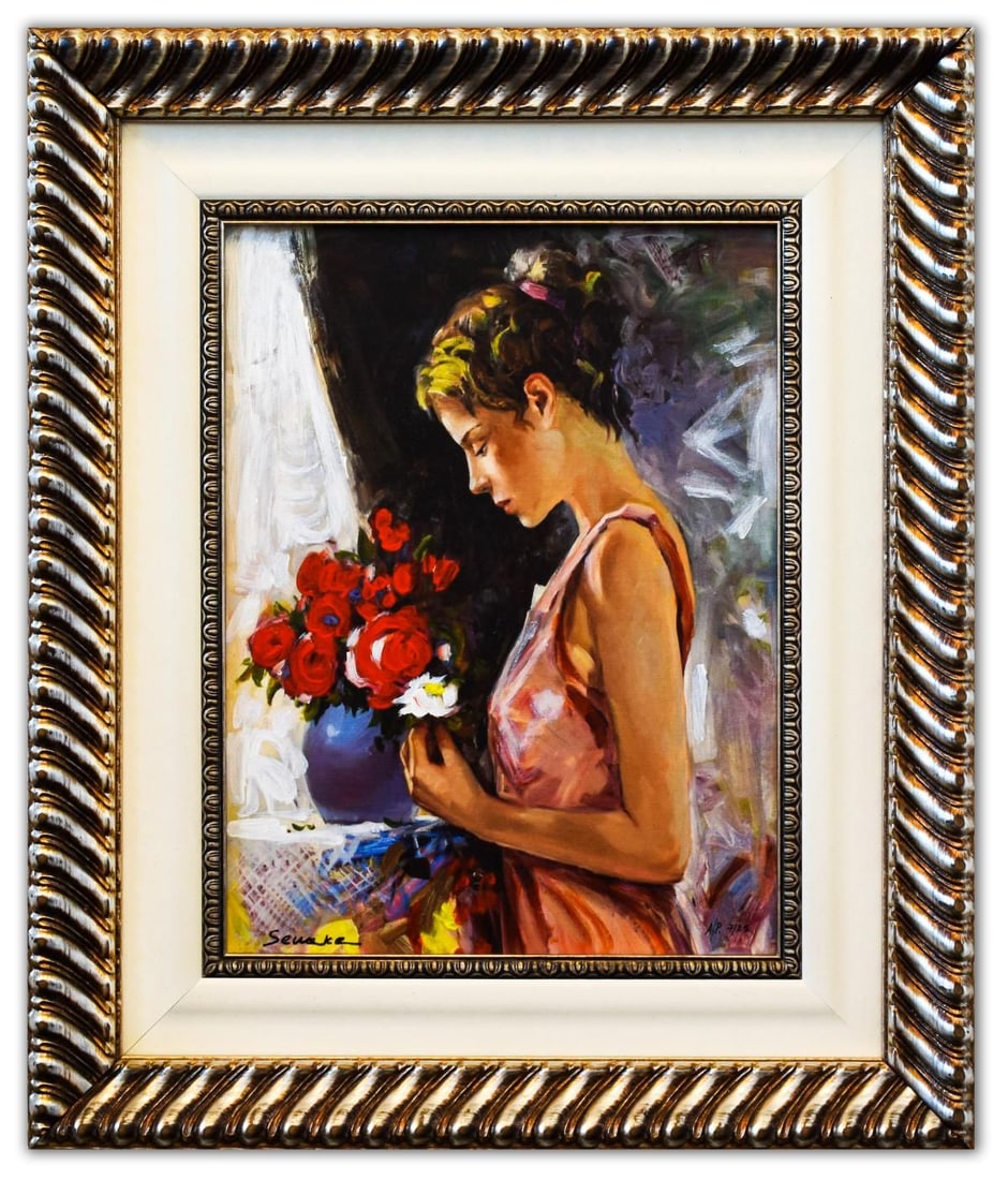 Igor Semeko- Hand Embellished Giclee on Canvas "Blessings": Artist: Igor Semeko. Medium: Hand Embellished Giclee on Canvas. Title: Blessings. Size: 16" x 12". Measures approx. 24" x 20" (framed). Signature: Hand Signed and Numbered. Certificate of Authenticity