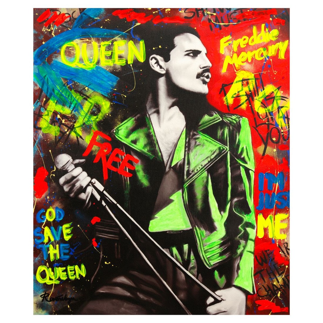 Nastya Rovenskaya- Mixed Media on Canvas "Queen": Artist: Nastya Rovenskaya. Medium: Mixed Media on Canvas. Title: Queen. Size: 24" x 20". Signature: Hand signed. Certificate of Authenticity: Is included. Reference#: 49423.