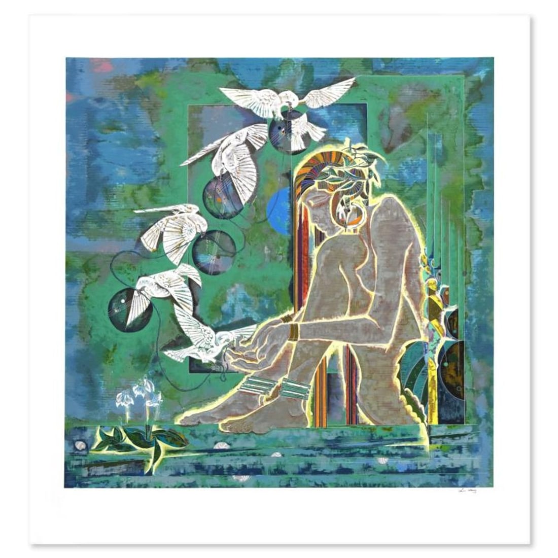 Lu Hong, "Morning Sonata" Limited Edition Serigraph, Numbered 105/300 and Hand Signed with Letter of: Morning Sonata is a limited edition serigraph on paper by Lu Hong, numbered 105/300 and hand signed by the artist. Includes Letter of Authenticity. Measures approx. 34" x 36" (with border), 29" x 29" 