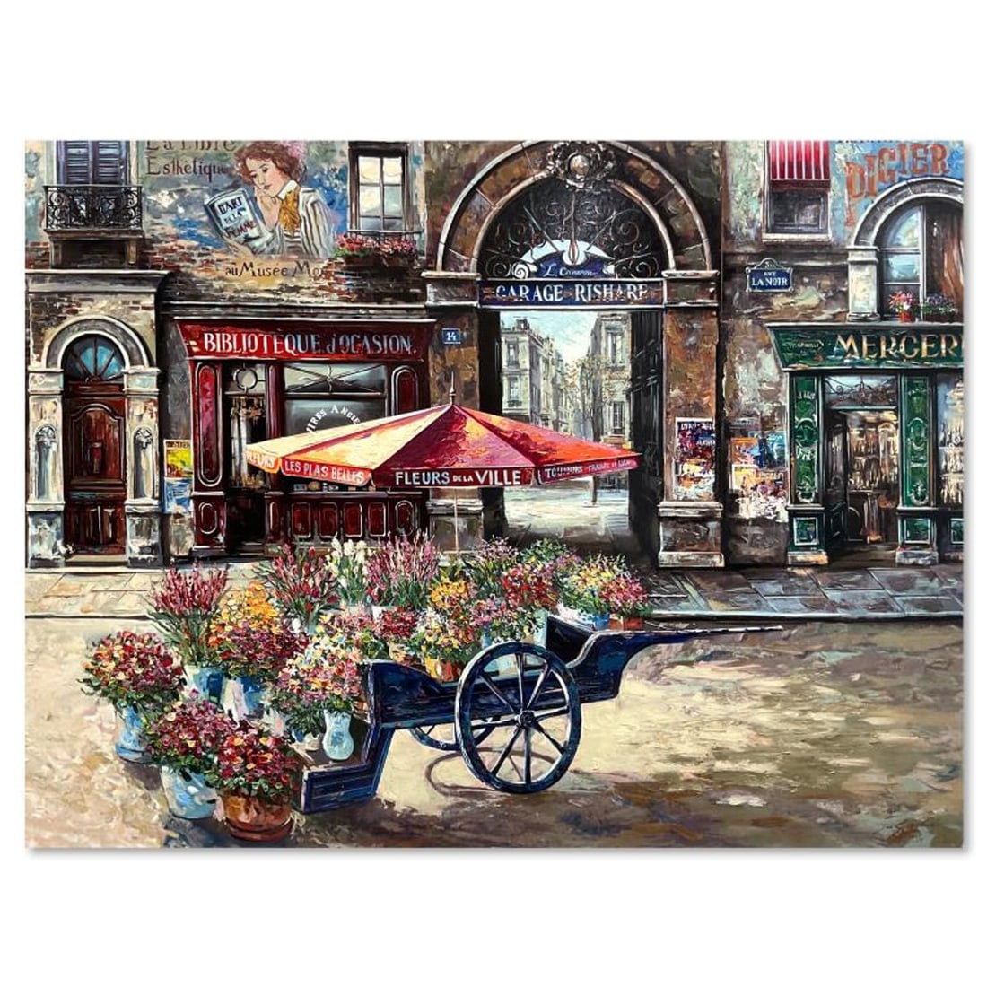 Vadik Suljakov, "Fleurs De La Ville" Hand Embellished Limited Edition Printer's Proof on Canvas (36": Fleurs De La Ville is a hand embellished limited edition printer's proof on stretched canvas by Vadik Suljakov, numbered inverso 1/1 and hand signed by the artist. Includes Letter of Authenticity. Mea