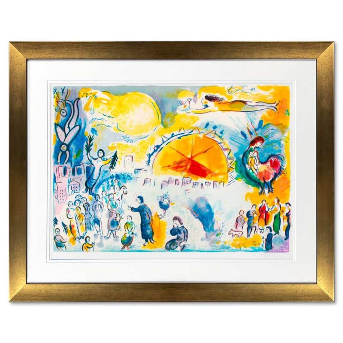 Chagall (1887-1985)- Lithograph "La Procession De Noel": Artist: Chagall (1887-1985). Medium: Lithograph. Title: La Procession De Noel. Size: 28" x 20". Measures approx. 38.5" x 36.5" (framed).